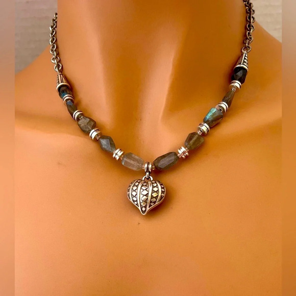 Brighton Necklace Green Stones Free Spirit NWT 16 - 19" N339. - Picture 2 of 5